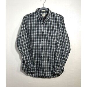 J.Crew Mens Flannel Blue Green White Plaid Long Sleeve Shirt Botton Down Size M